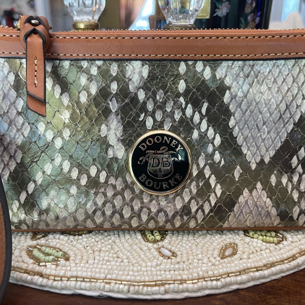 Dooney & Bourke Python Pattern Clutch - Olive And… - image 1